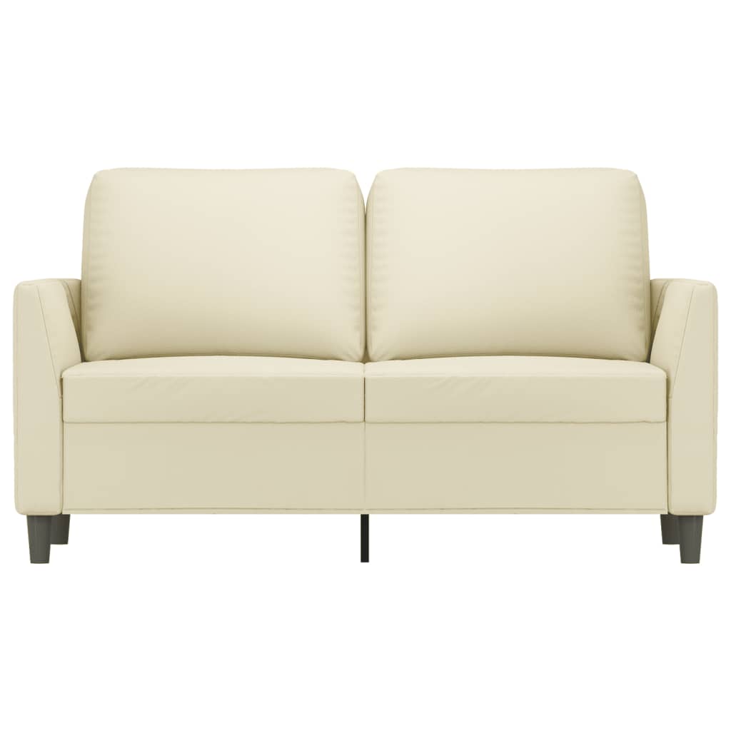 vidaXL divvietīgs dīvāns, krēmkrāsas, 120 cm, mākslīgā āda