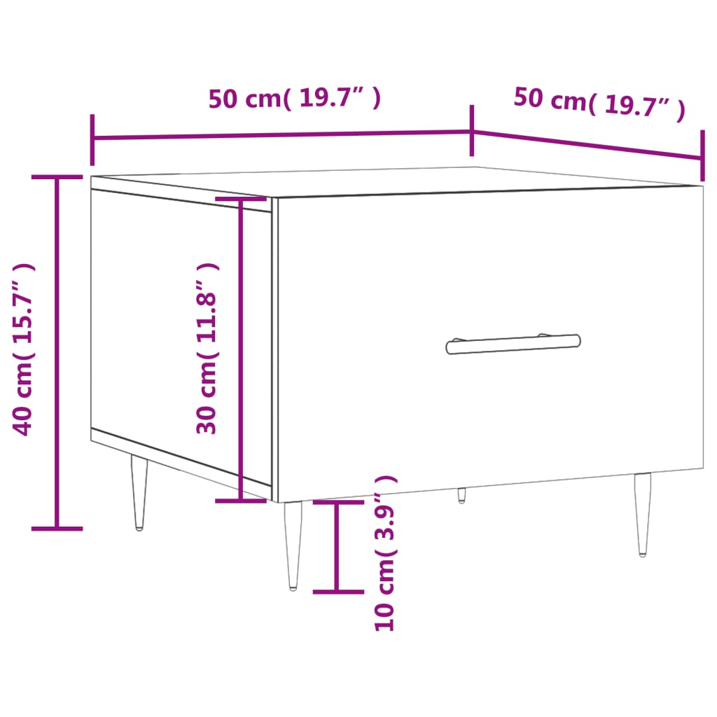 vidaXL kafijas galdiņš, pelēcīga ozolkoka, 50x50x40cm