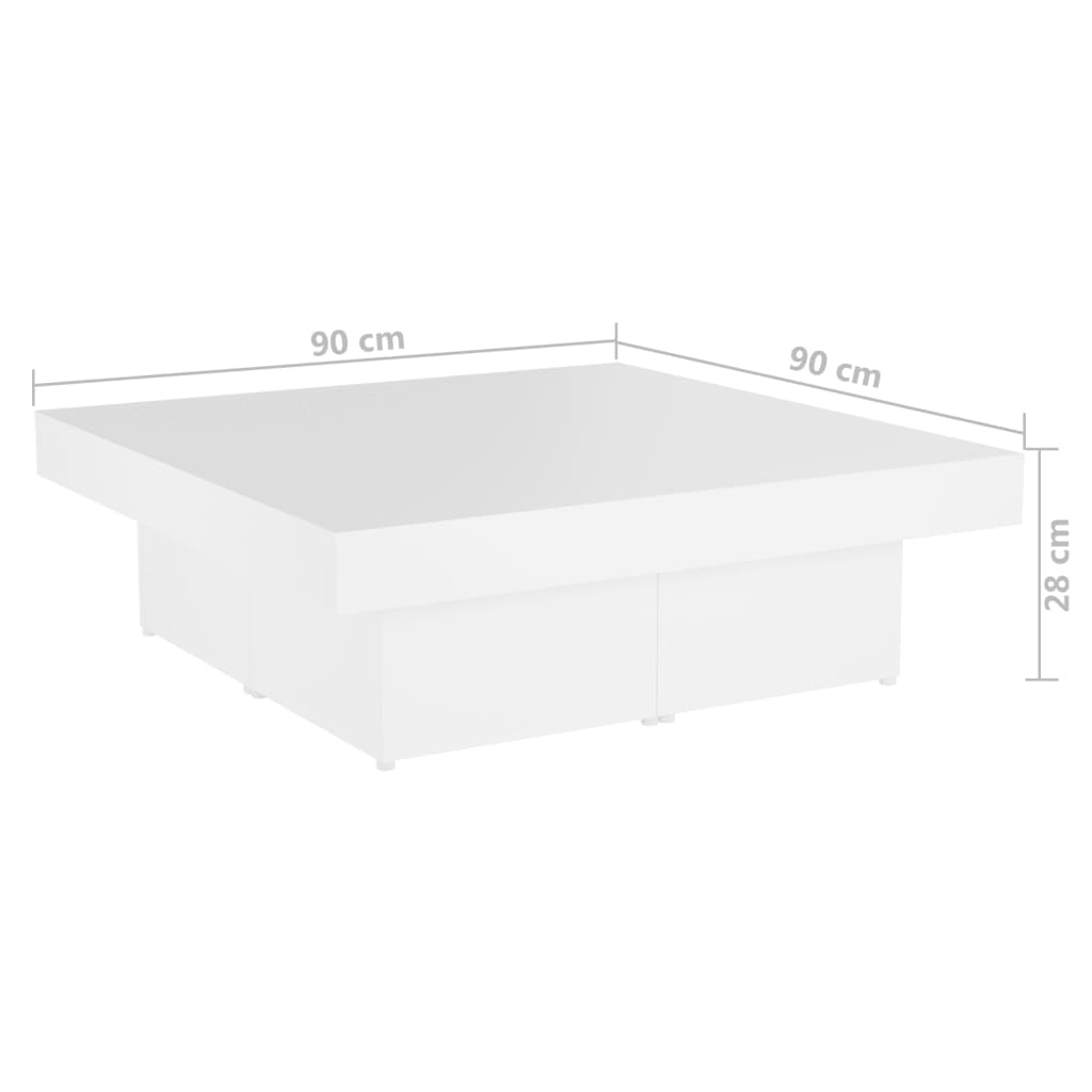 vidaXL kafijas galdiņš, balts, 90x90x28 cm, skaidu plāksne