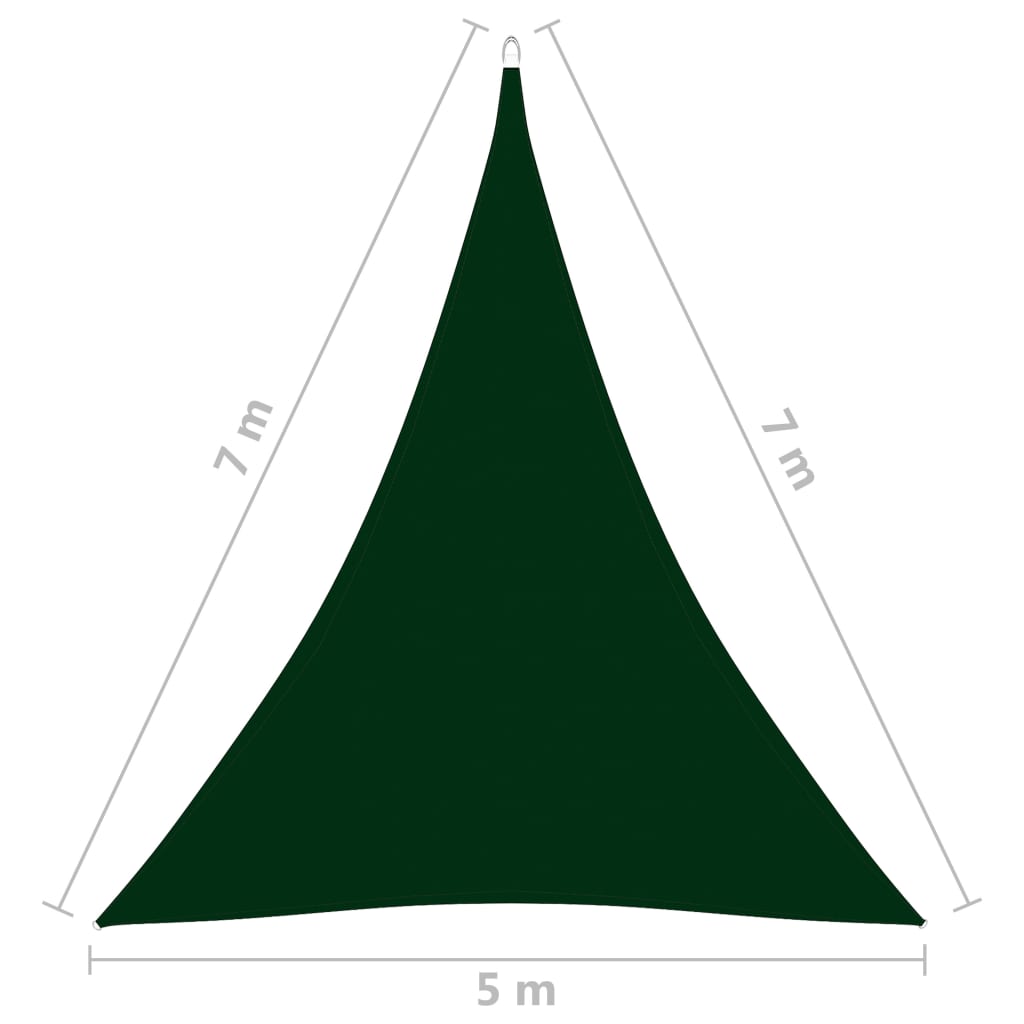 vidaXL saulessargs, 5x7x7 m, trijstūra, tumši zaļš oksforda audums