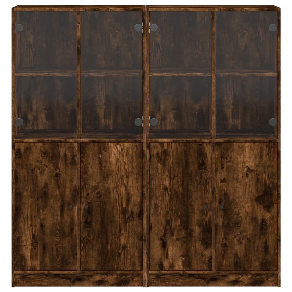 vidaXL grāmatu plaukts ar durvīm, ozola krāsa, 136x37x142 cm, koks