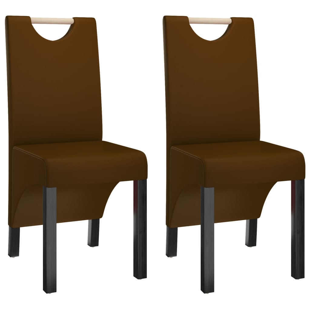 vidaXL virtuves krēsli, 2 gab., brūni, mākslīgā āda