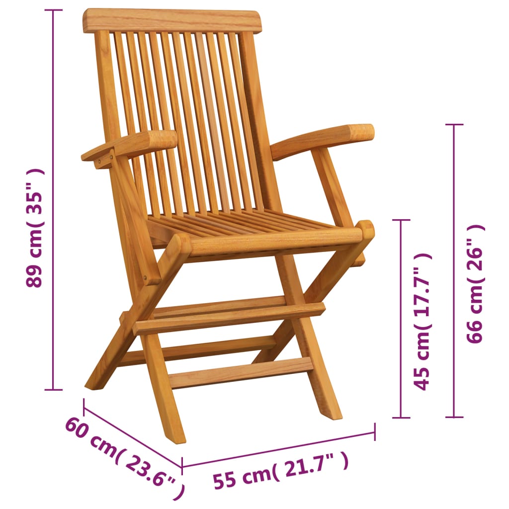 vidaXL saliekami dārza krēsli, 4 gab., masīvs tīkkoks
