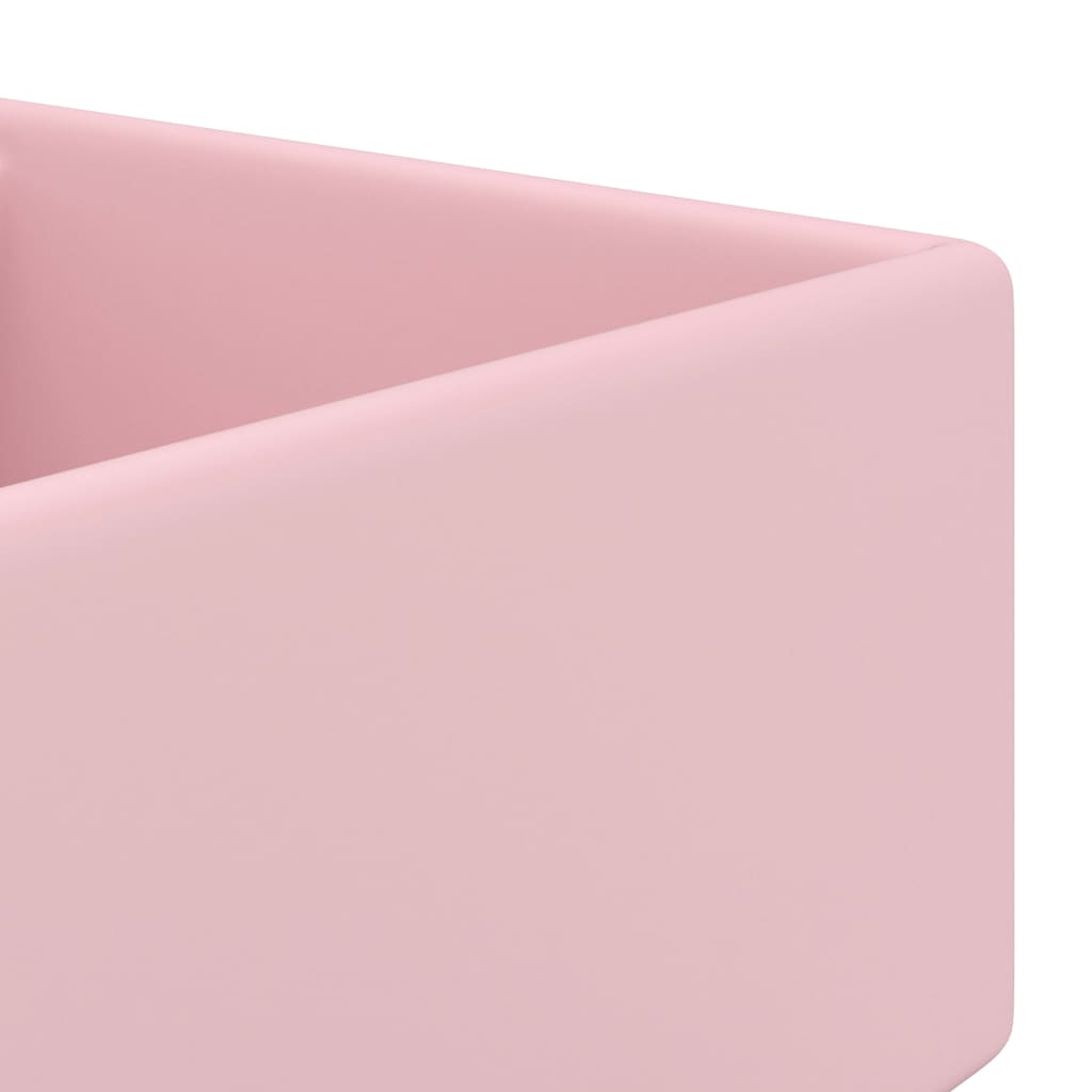 vidaXL izlietne, 41x41 cm, kvadrāta forma, matēta rozā keramika