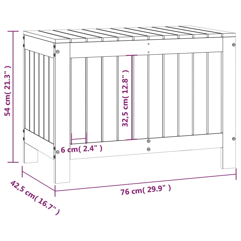 vidaXL uzglabāšanas kaste, balta, 76x42,5x54 cm, priedes masīvkoks