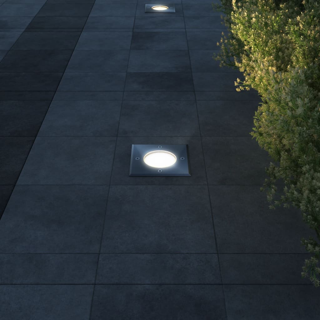 vidaXL dārza lampas, 3 gab., iebūvējamas zemē, kvadrāta forma