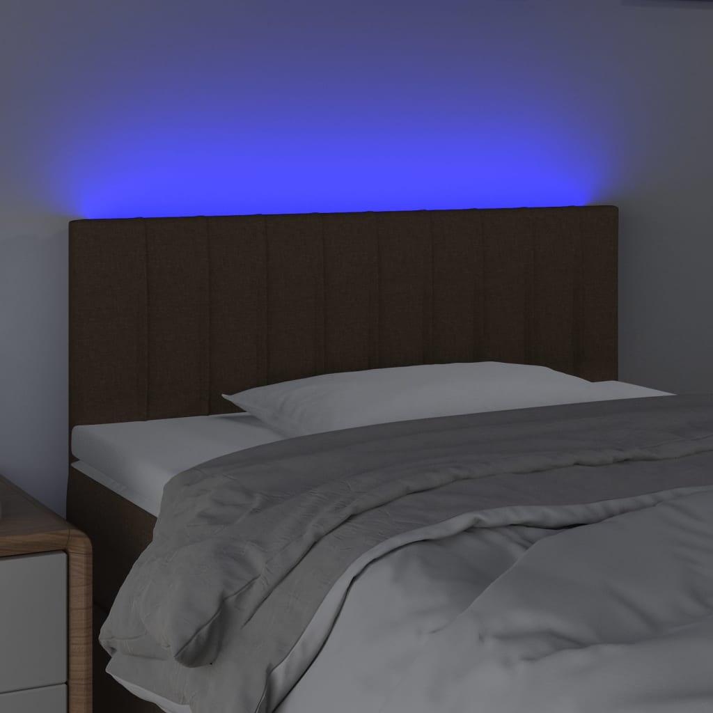 vidaXL gultas galvgalis ar LED, 80x5x78/88 cm, tumši brūns audums