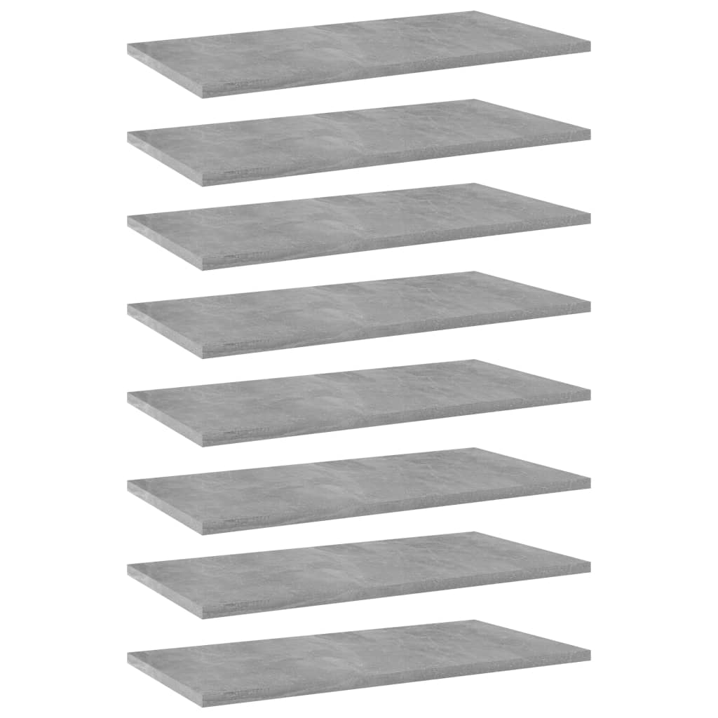 vidaXL plauktu dēļi, 8 gab., betonpelēki, 60x30x1,5 cm, skaidu plāksne