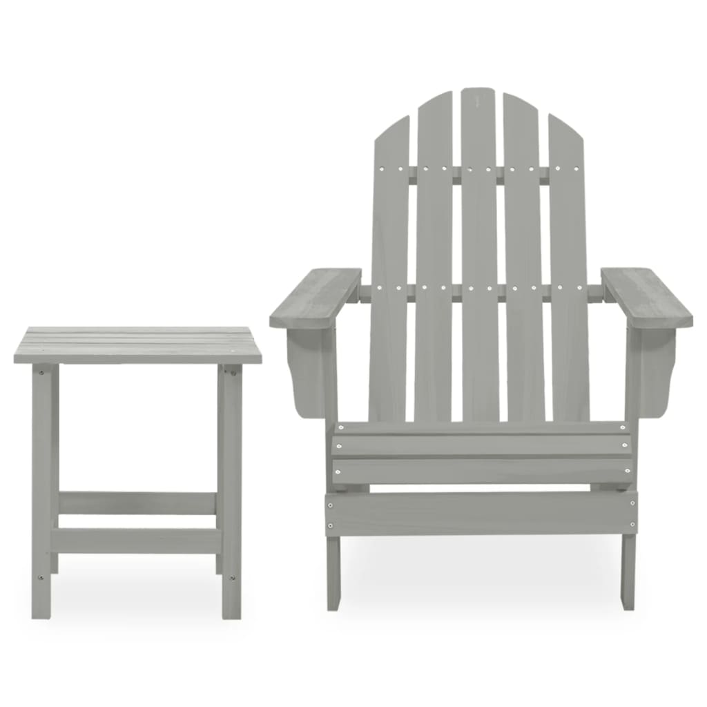 vidaXL dārza krēsls ar galdiņu, egles masīvkoks, pelēks