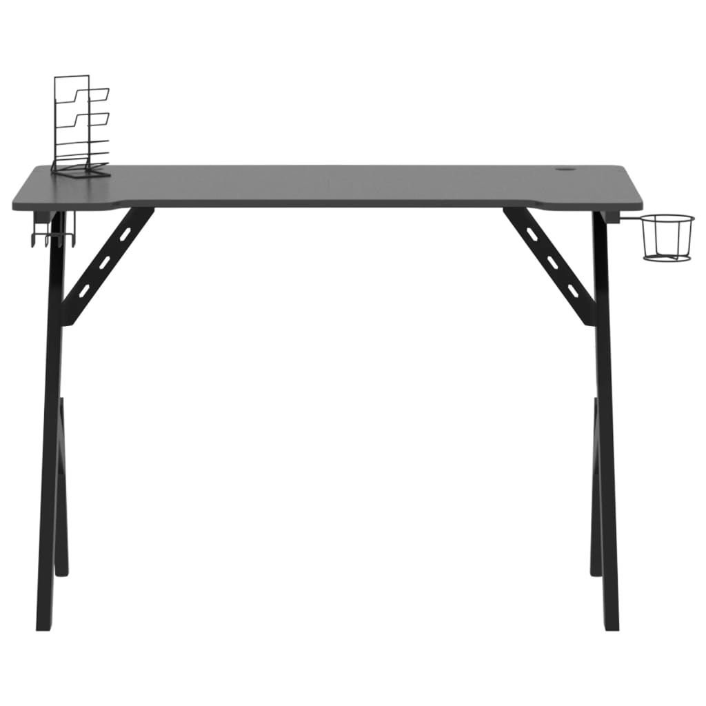 vidaXL datorspēļu galds, Y-formas kājas, melns, 110x60x75 cm