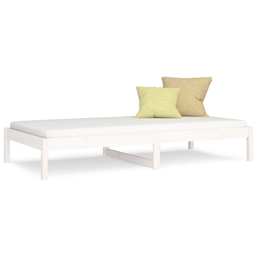 vidaXL gulta, balta, 90x190 cm, vienvietīga, priedes masīvkoks