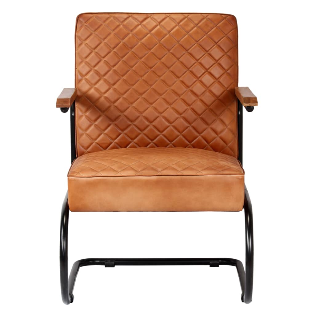 vidaXL atpūtas krēsls, gaiši brūna dabīgā āda