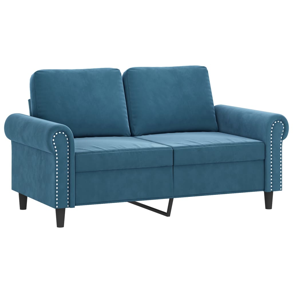 vidaXL trīsdaļīgs dīvānu komplekts ar spilveniem, zils samts