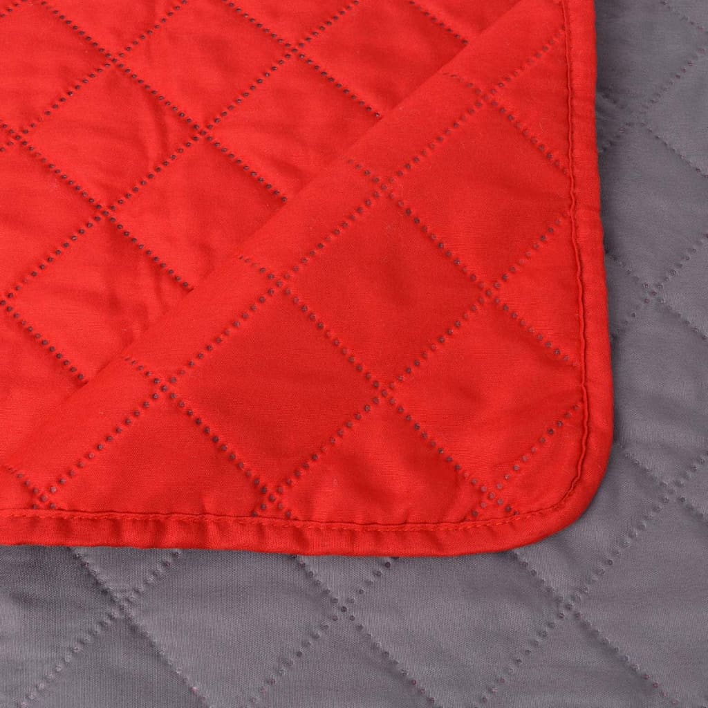 vidaXL gultas pārklājs, 230x260 cm, divpusējs, sarkans ar pelēku