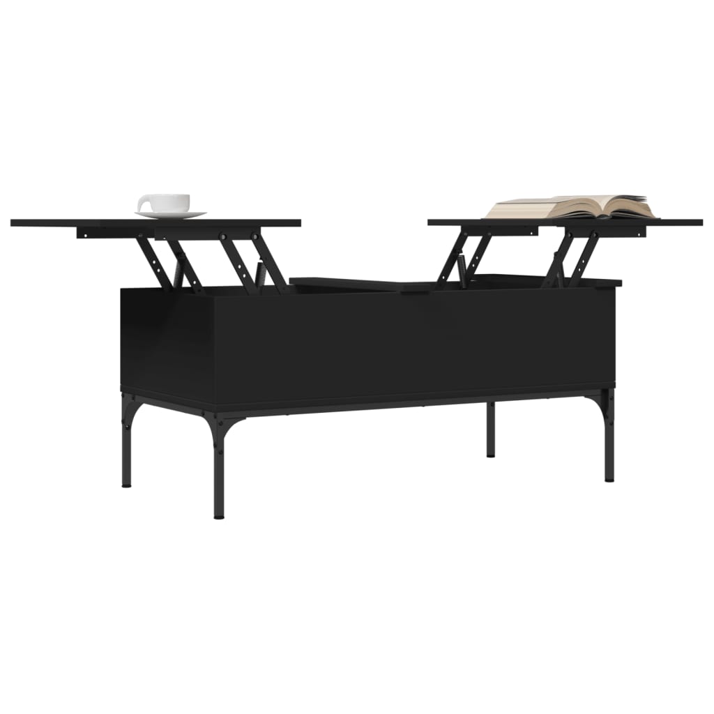vidaXL kafijas galdiņš, melns, 100x50x45 cm, inženierijas koks, metāls