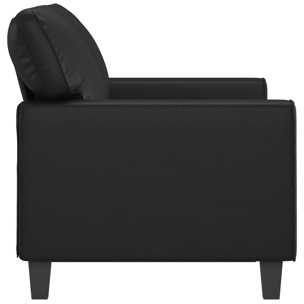 vidaXL divvietīgs dīvāns, melns, 120 cm, mākslīgā āda