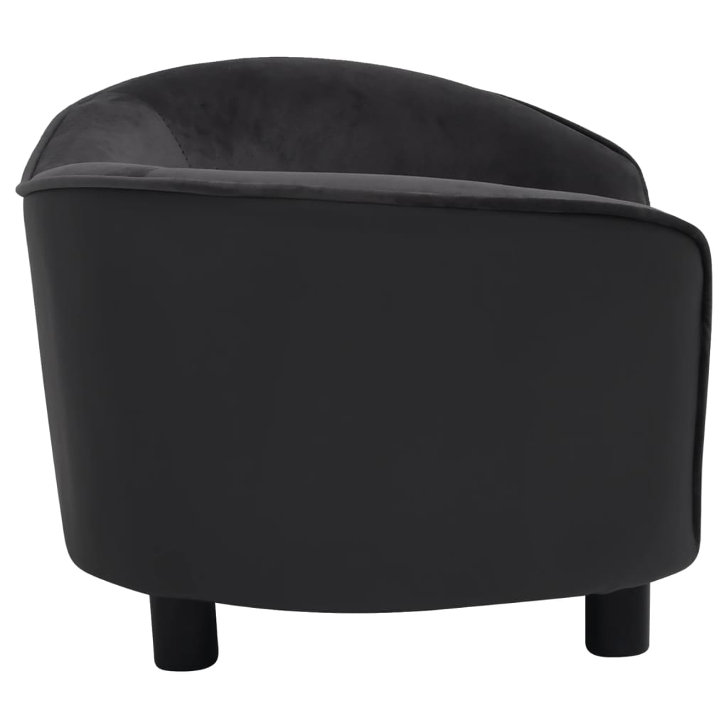 vidaXL suņu dīvāns, melns, 69x49x40 cm, plīšs, mākslīgā āda