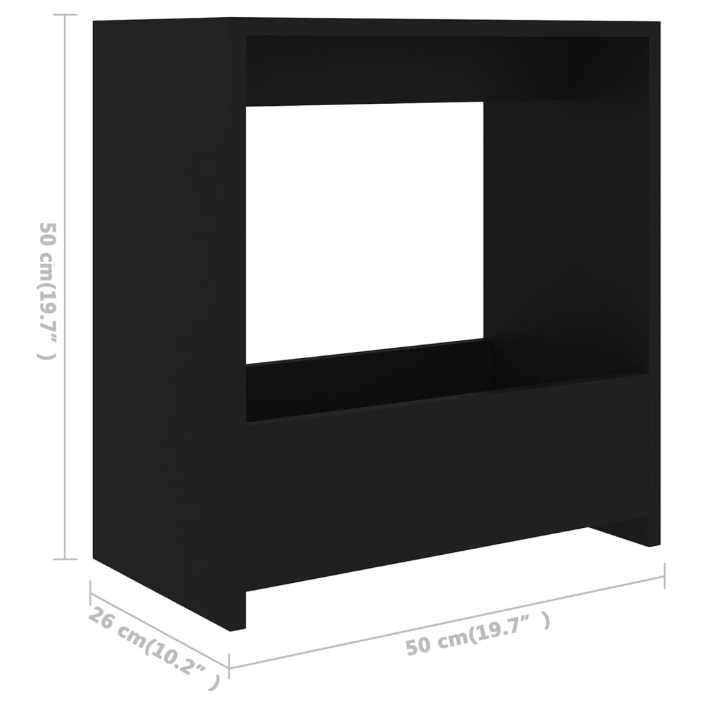 vidaXL galdiņš, melns, 50x26x50 cm, skaidu plāksne
