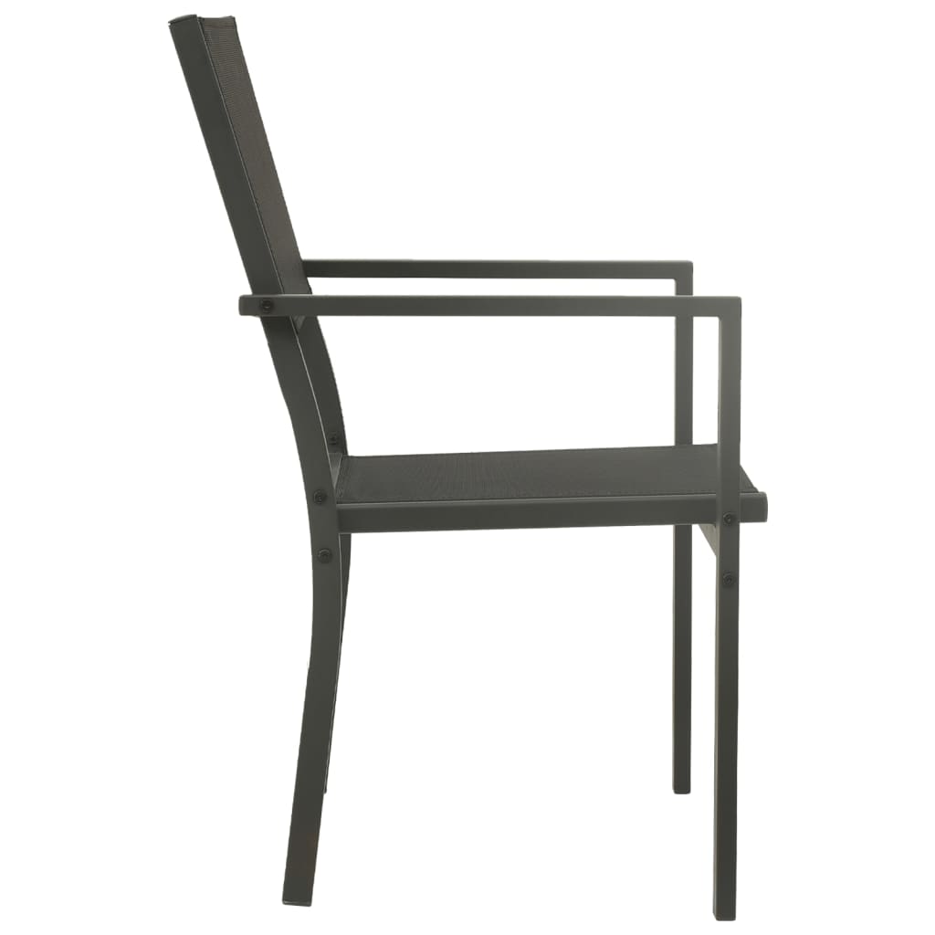 vidaXL dārza krēsli, 2 gab., antracītpelēks tērauds, melns tekstilēns