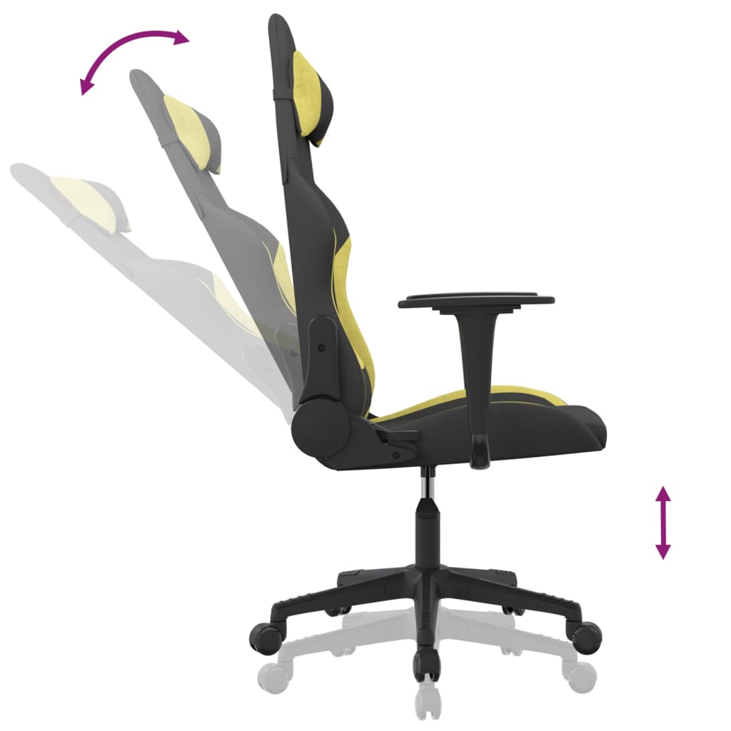 vidaXL datorspēļu krēsls, melns un gaiši zaļš audums