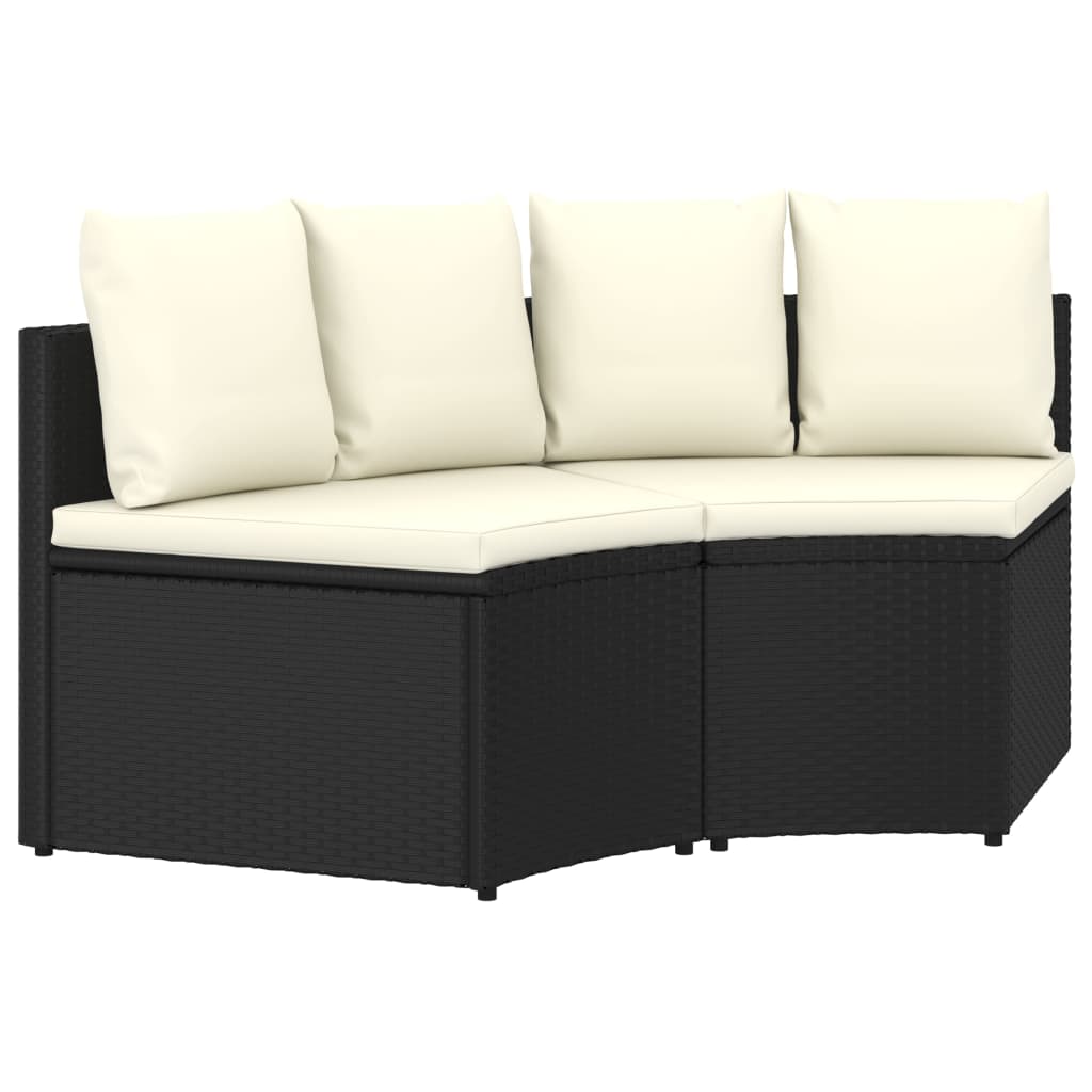 vidaXL 2-daļīgs dārza dīvāna komplekts, PE rontangpalma, melns