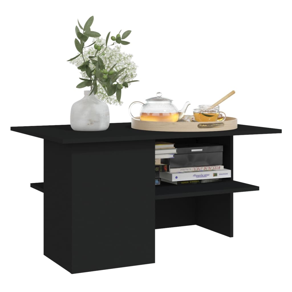 vidaXL kafijas galdiņš, 90x60x46,5 cm, melns, skaidu plāksne
