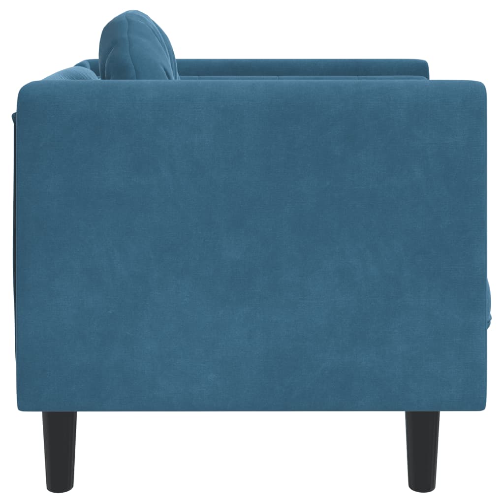 vidaXL atpūtas krēsls ar spilvenu, zils samts