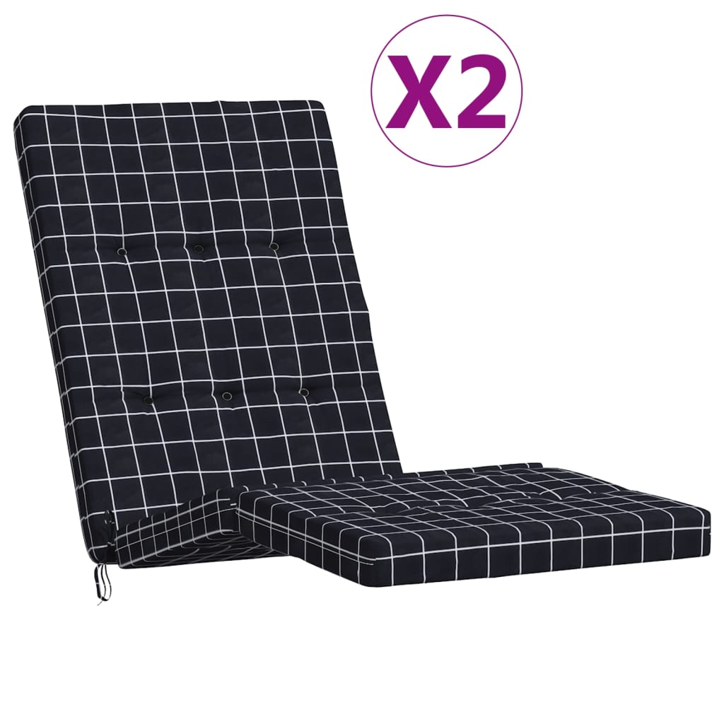 vidaXL krēslu spilveni, 2 gab., oksforda audums, melnas rūtis