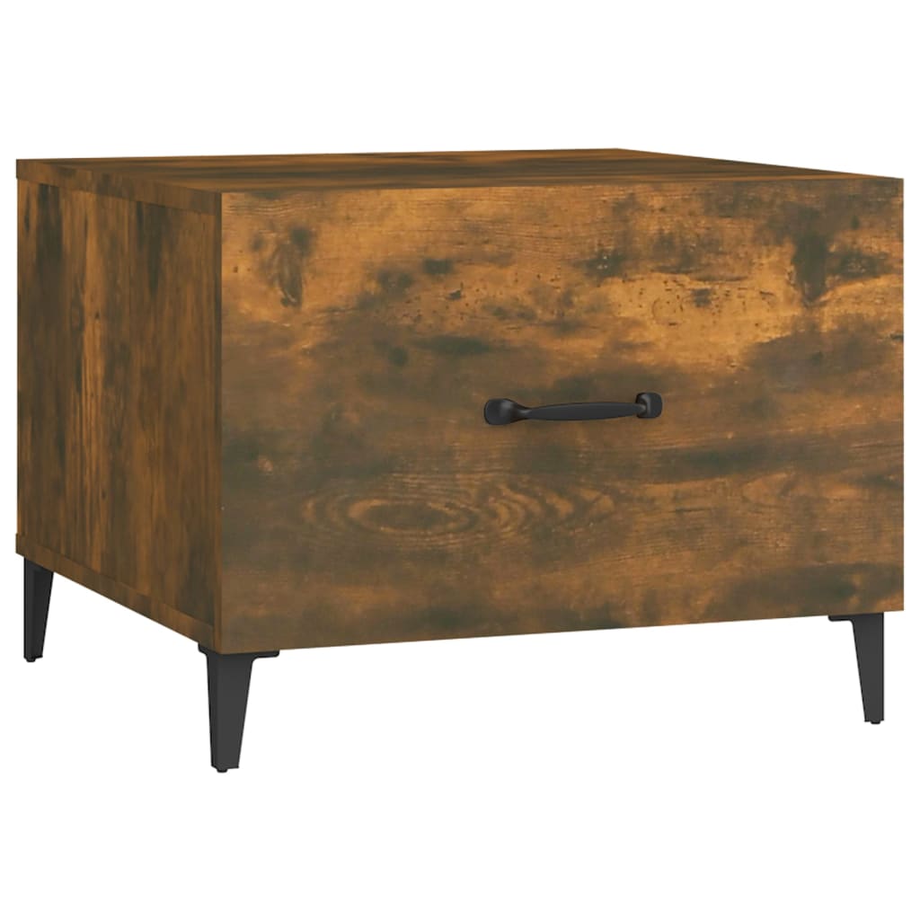 vidaXL kafijas galdiņš ar metāla kājām, ozolkoka krāsa, 50x50x40 cm