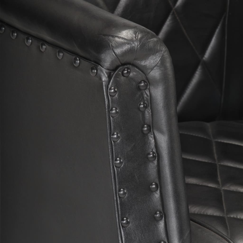 vidaXL atpūtas krēsls, melns, dabīga kazas āda