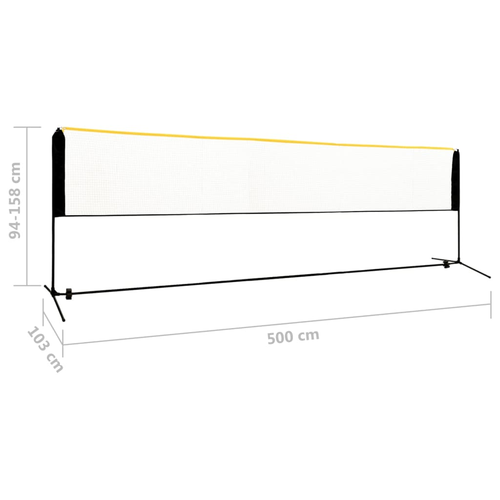vidaXL regulējams badmintona tīkls, 500x103x94-158 cm, metāls