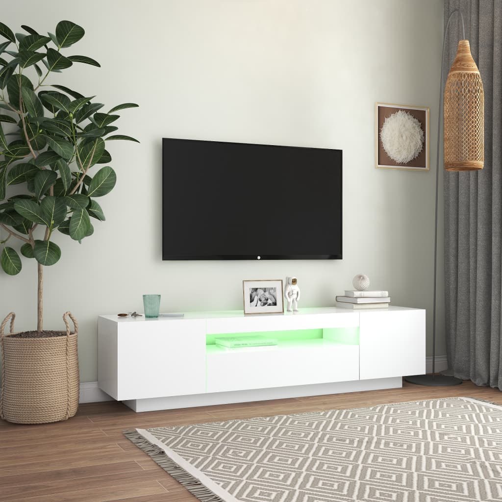 vidaXL TV galdiņš ar LED apgaismojumu, 160x35x40 cm, balts