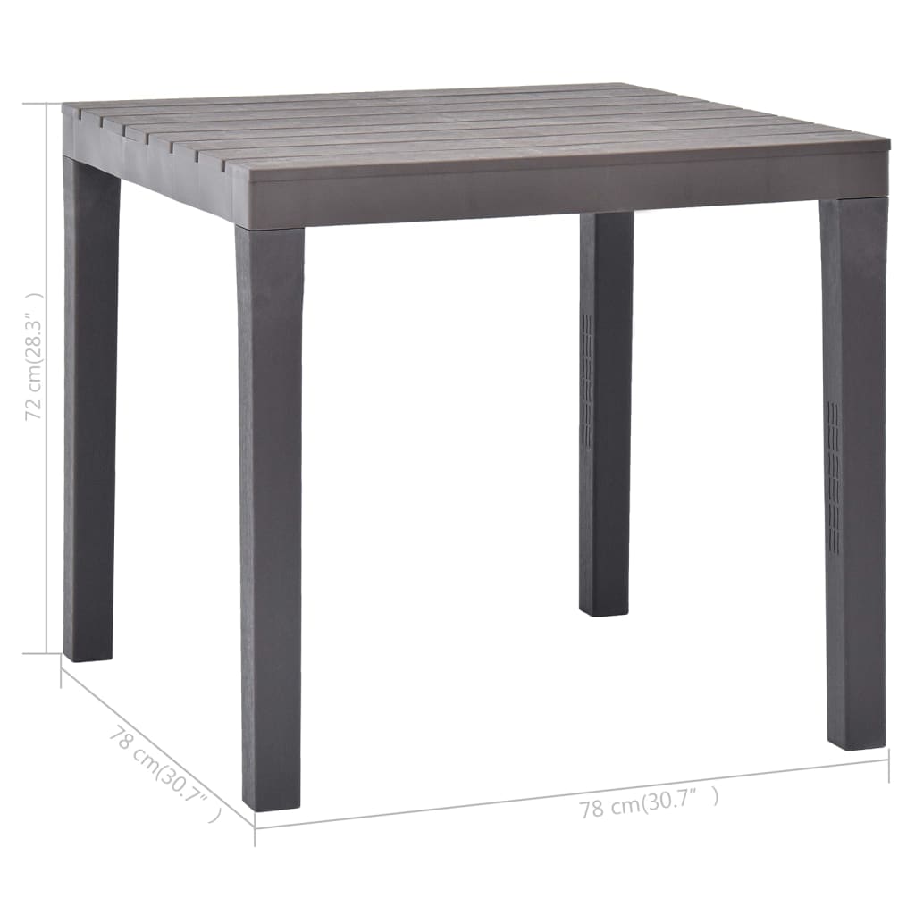 vidaXL dārza galds, 78x78x72 cm, brūna plastmasa