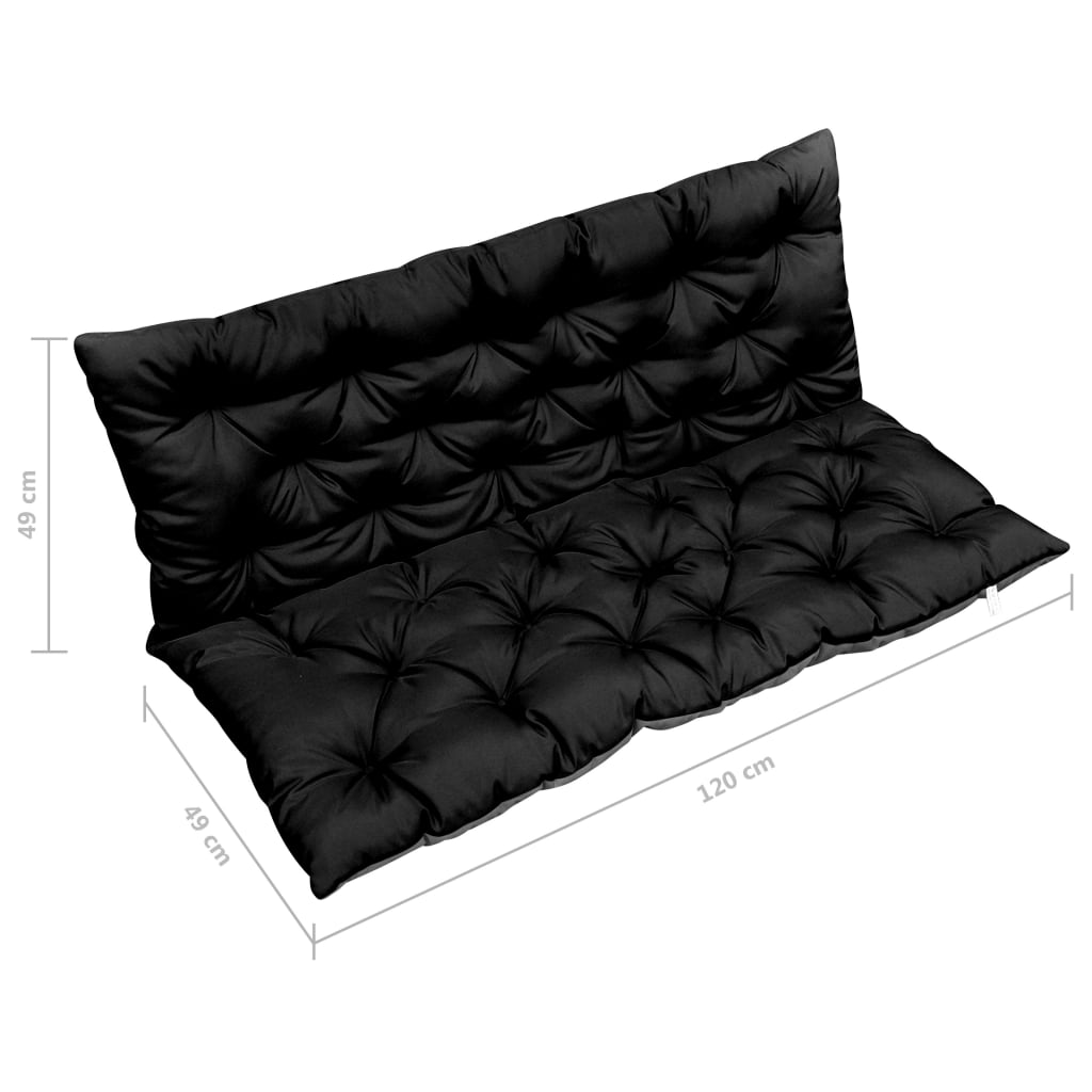 vidaXL šūpuļkrēsla matracis, pelēks un melns, 120 cm, audums