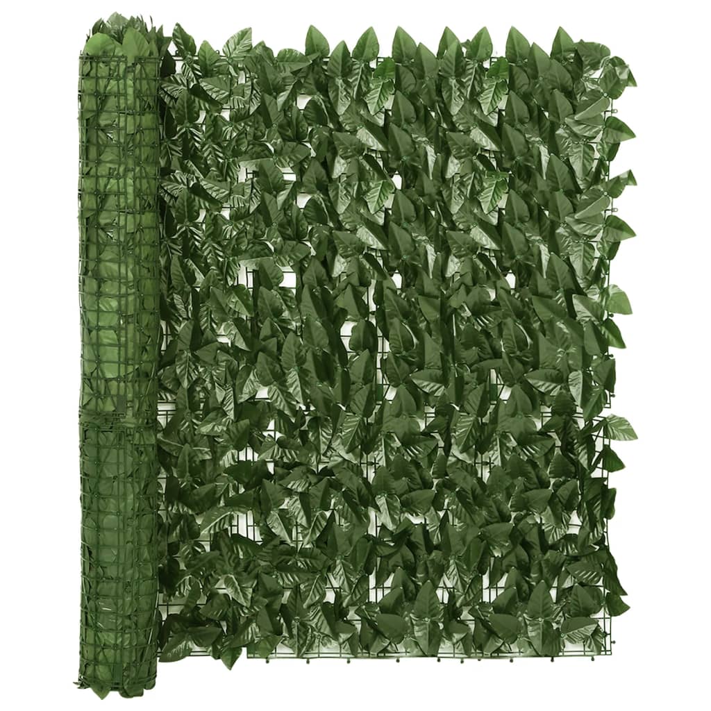 vidaXL balkona aizslietnis ar tumši zaļām lapām, 200x100 cm