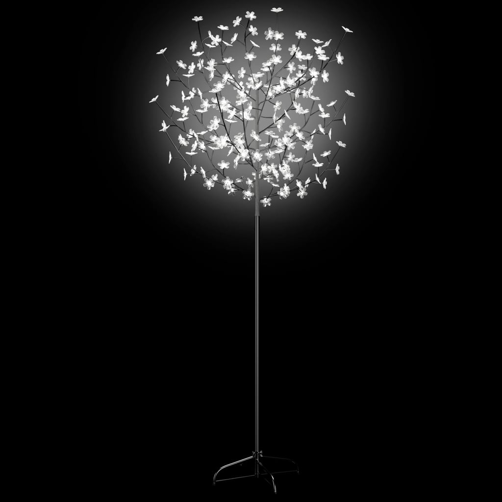 vidaXL Ziemassvētku koks, 200 LED, vēsi balta gaisma, ķirsis, 180 cm