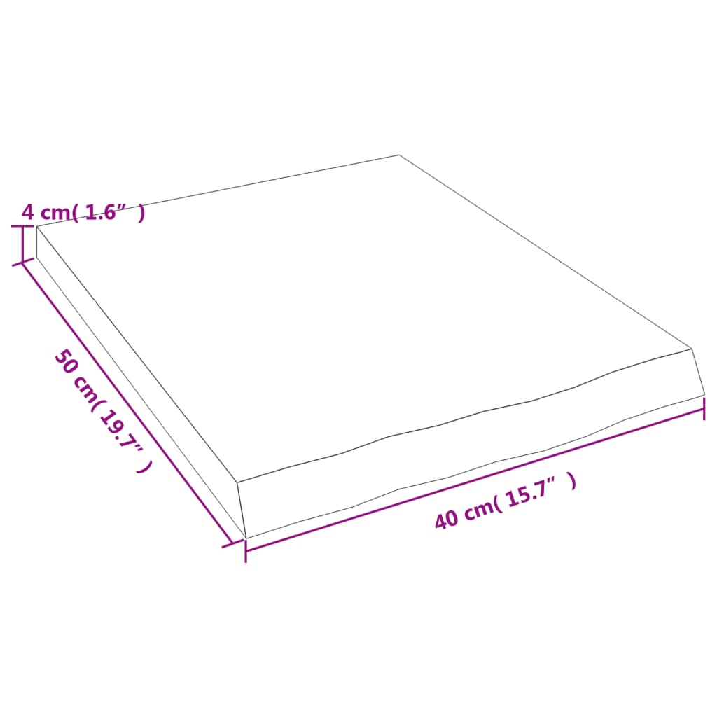 vidaXL vannasistabas letes virsma, 40x50x(2-4)cm, apstrādāts masīvkoks