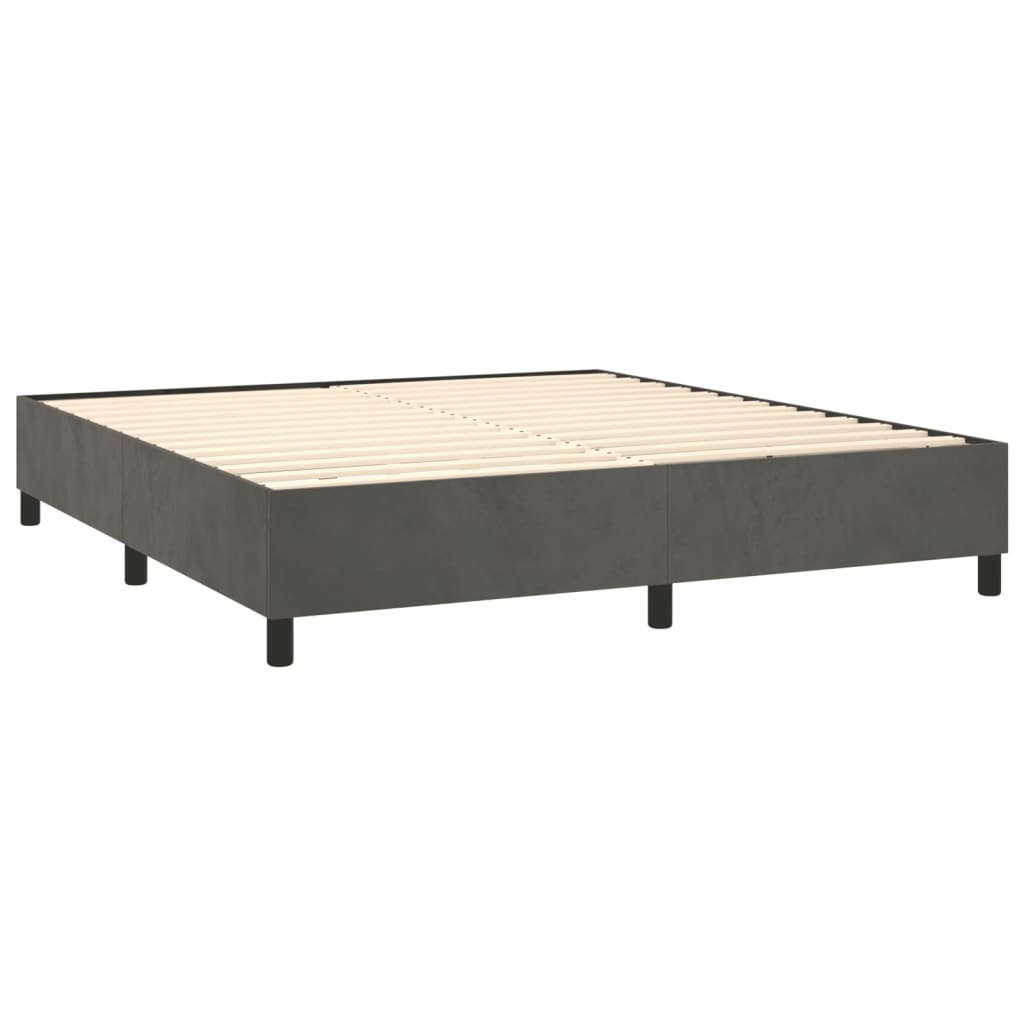 vidaXL atsperu gulta ar matraci, tumši pelēka samts, 160x200 cm