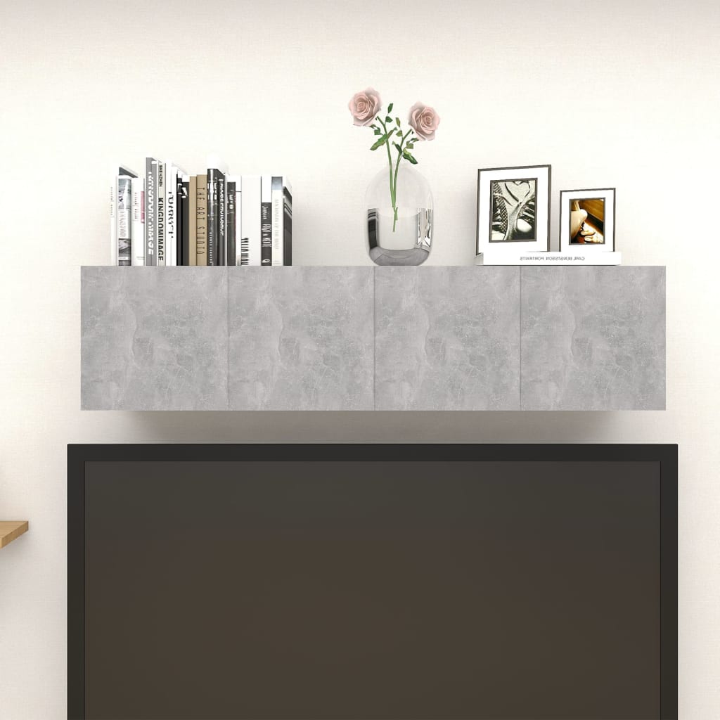 vidaXL sienas TV skapīši, 4 gab., betona pelēki, 30,5x30x30 cm