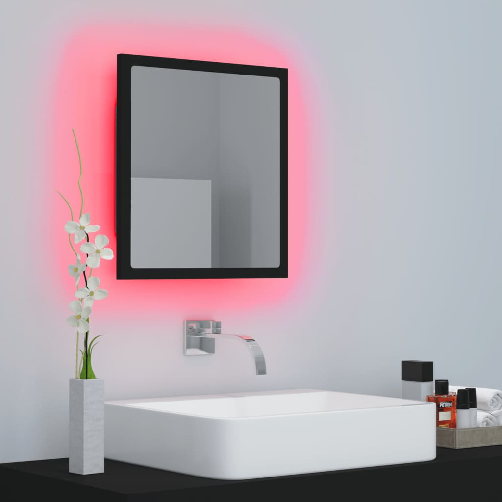 vidaXL vannasistabas spogulis, LED, melns, 40x8,5x37 cm, akrils