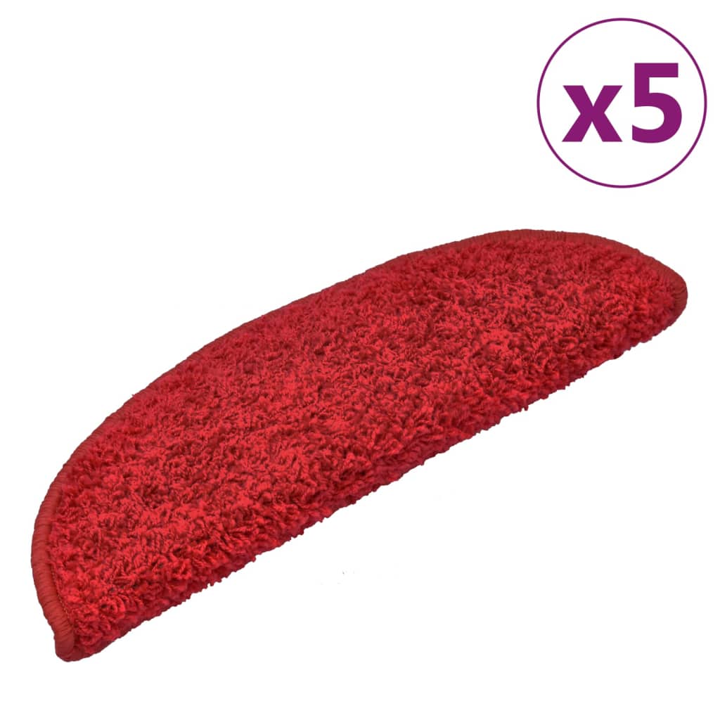 vidaXL kāpņu paklāji, 5 gab., 65x21x4 cm, sarkani