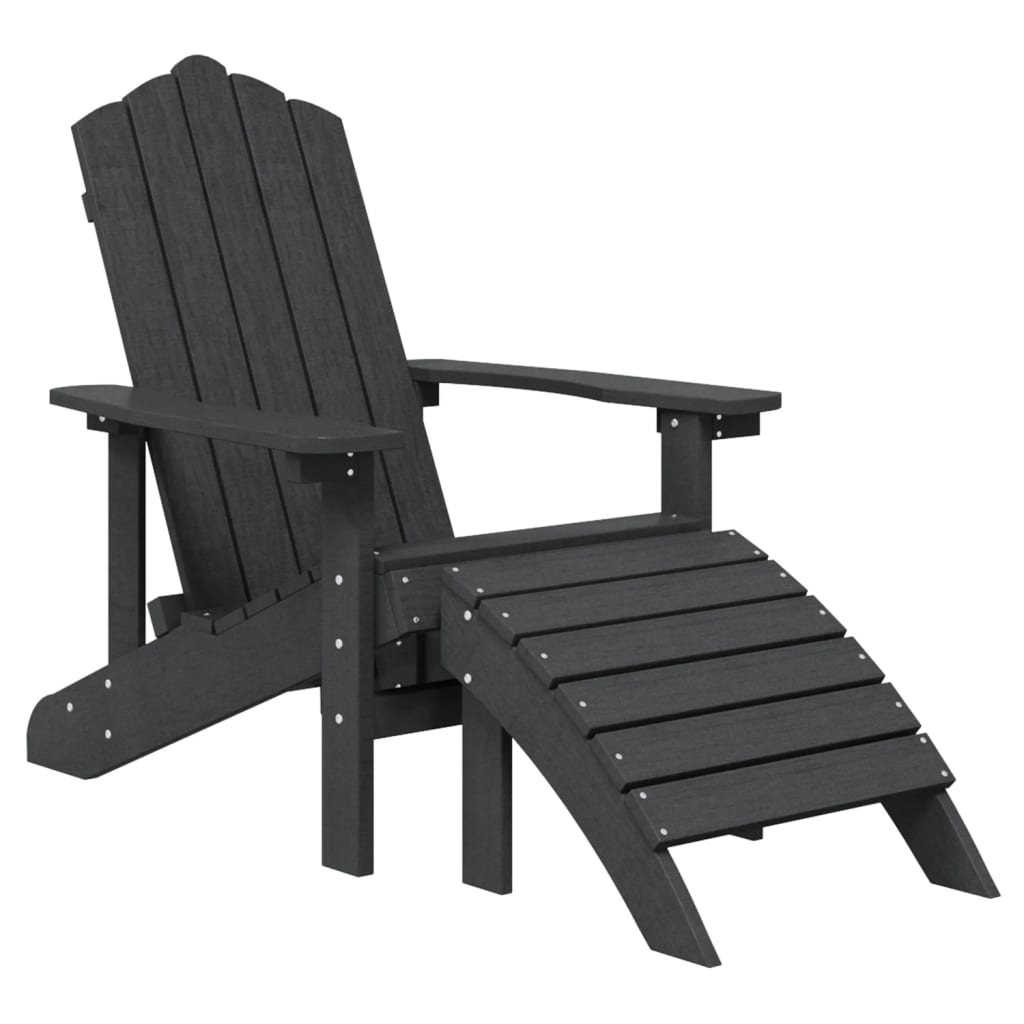 vidaXL dārza krēsls ar kāju balstu, HDPE, pelēks