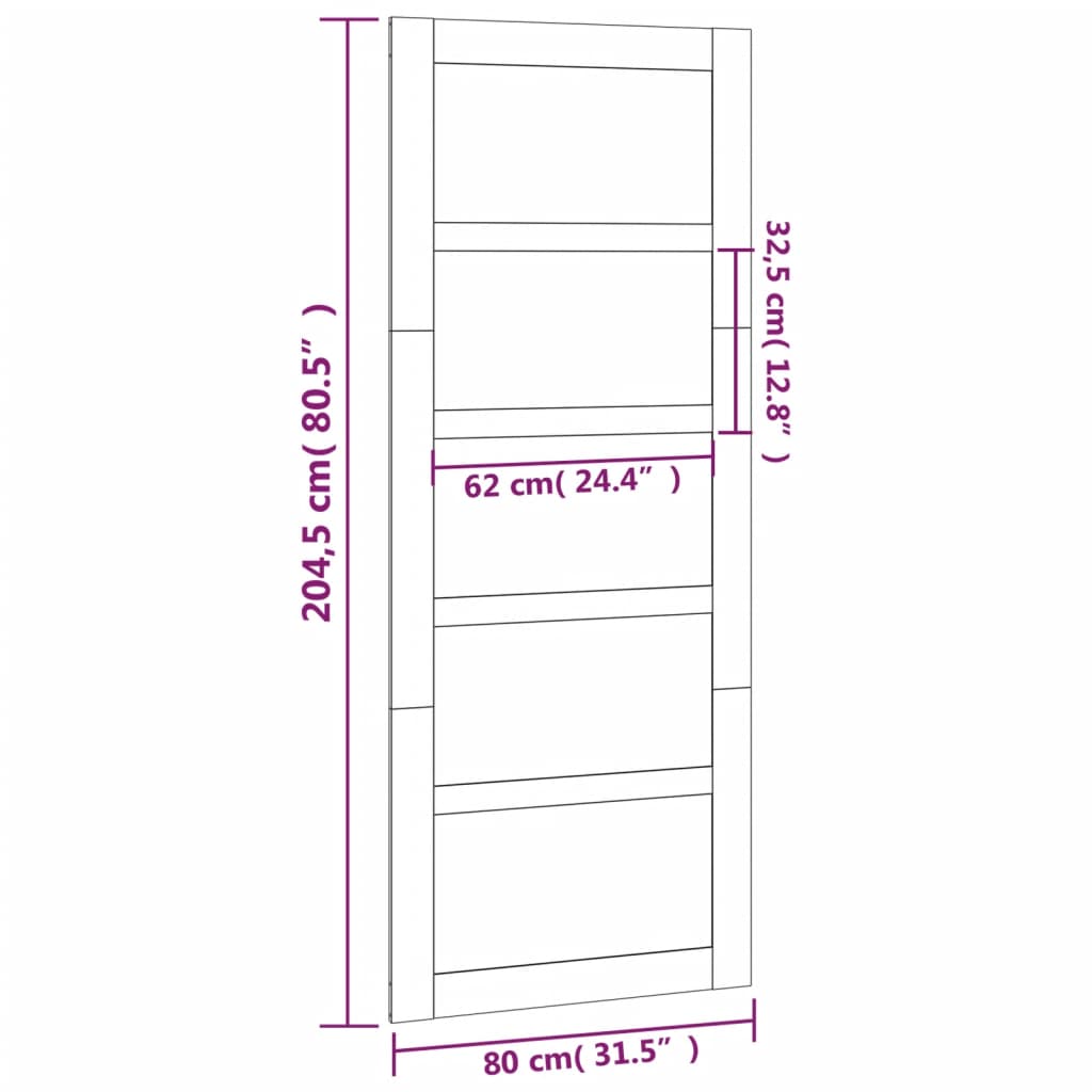 vidaXL šķūņa durvis, 80x1,8x204,5 cm, priedes masīvkoks, baltas