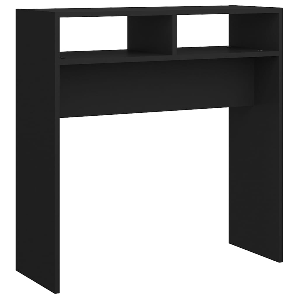 vidaXL konsoles galds, melns, 78x30x80 cm, skaidu plāksne