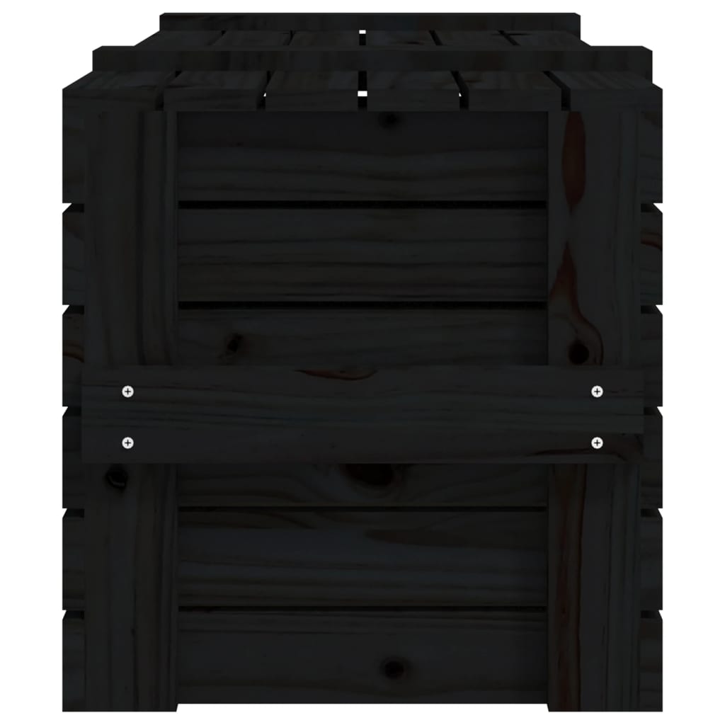 vidaXL uzglabāšanas kaste, melna, 91x40,5x42 cm, priedes masīvkoks