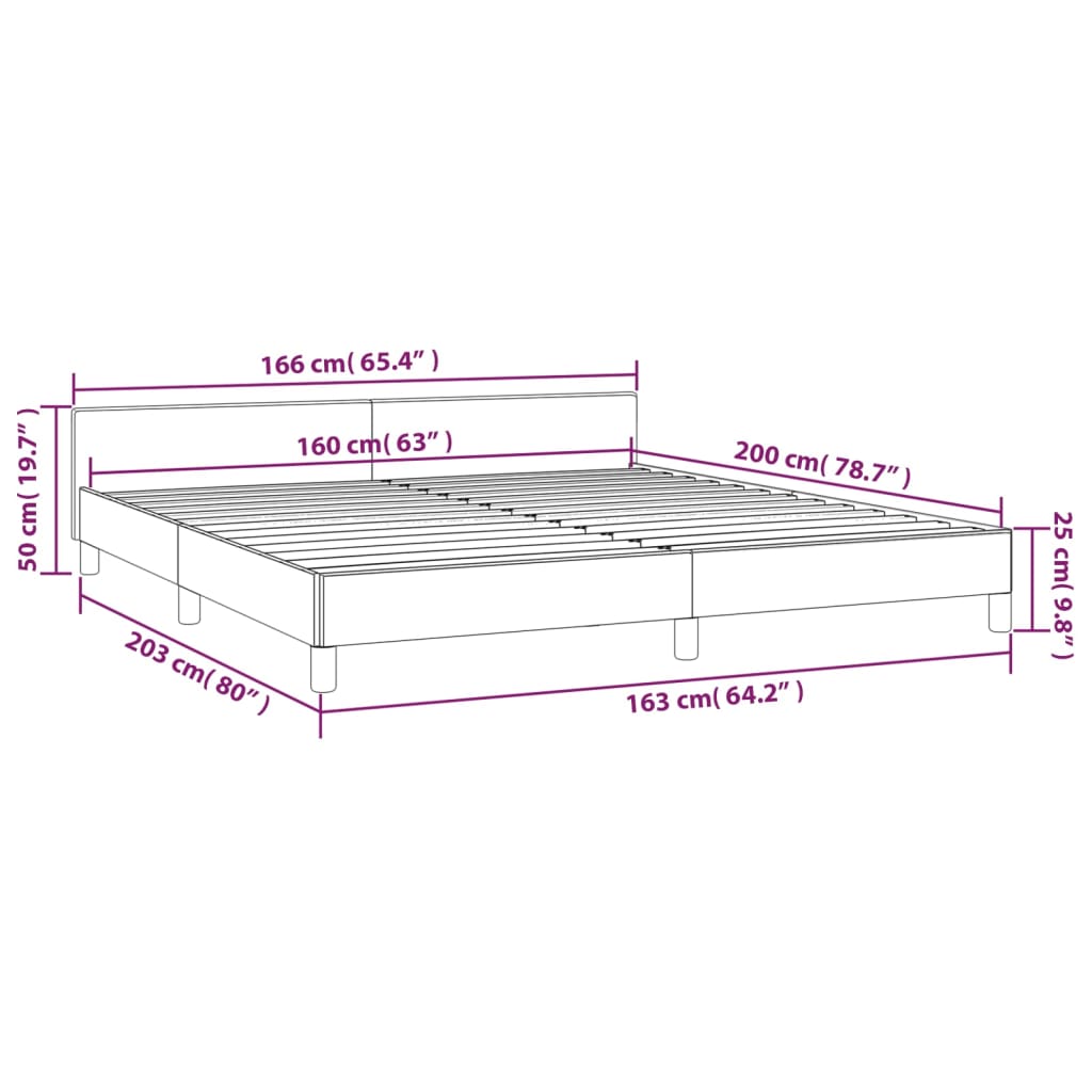 vidaXL gultas rāmis ar galvgali, balts, 160x200 cm, mākslīgā āda