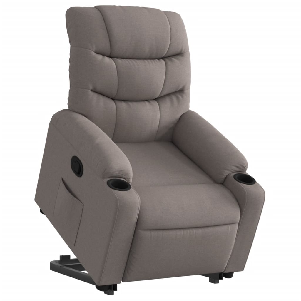 vidaXL atpūtas krēsls, paceļams, atgāžams, pelēkbrūns audums