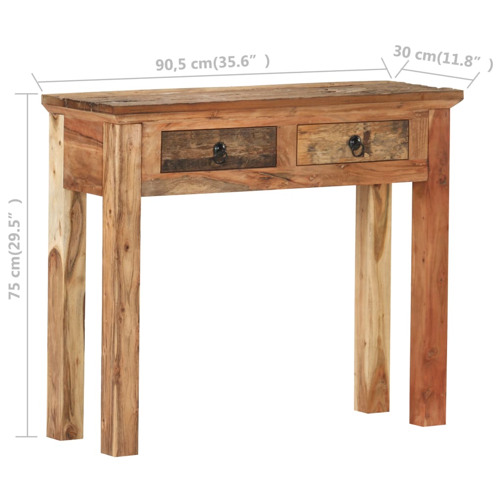 vidaXL konsoles galdiņš, 90,5x30x75 cm, akācija, pārstrādāts koks