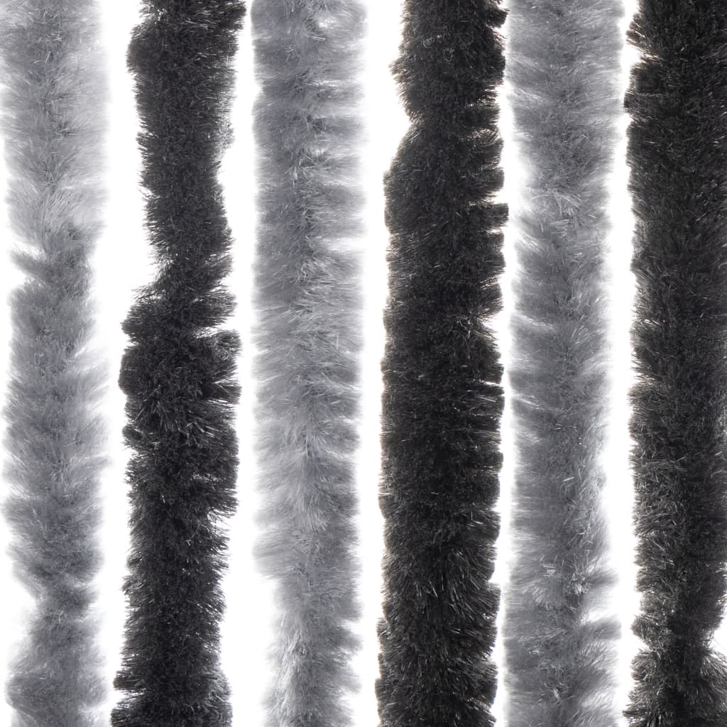 vidaXL kukaiņu aizkars, pelēks un melns, 90x200 cm, šenils