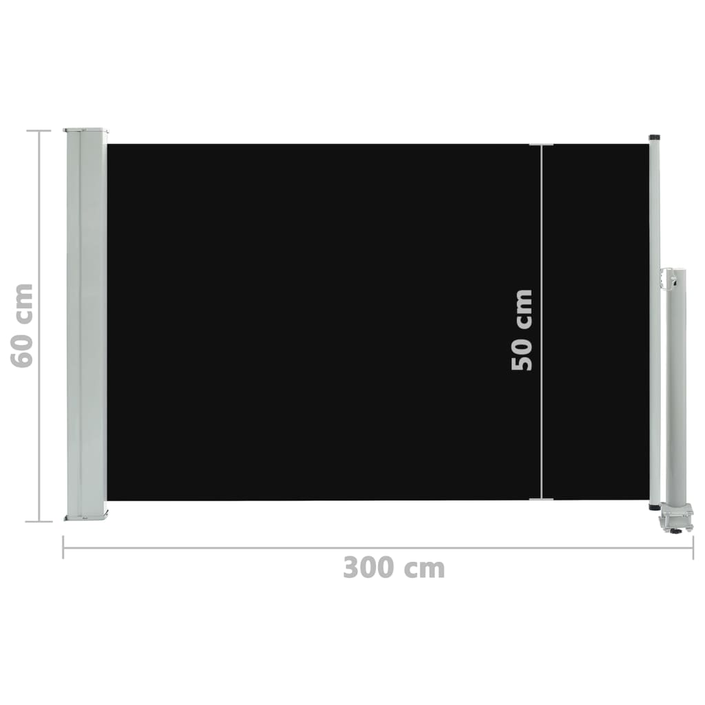 vidaXL izvelkama sānu markīze, melna, 60x300 cm